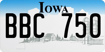 IA license plate BBC750