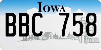 IA license plate BBC758