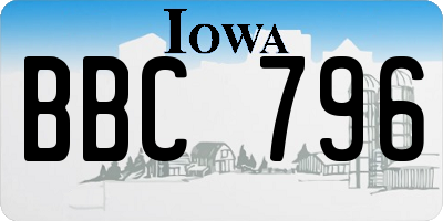 IA license plate BBC796