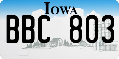 IA license plate BBC803