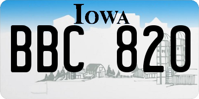 IA license plate BBC820