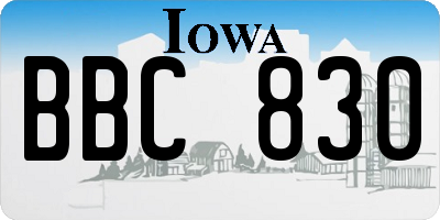 IA license plate BBC830