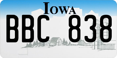 IA license plate BBC838