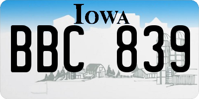 IA license plate BBC839