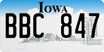 IA license plate BBC847