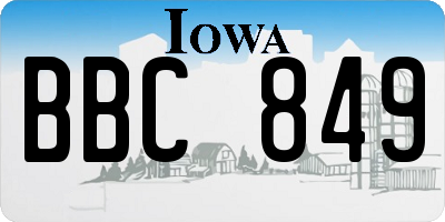IA license plate BBC849