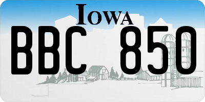 IA license plate BBC850