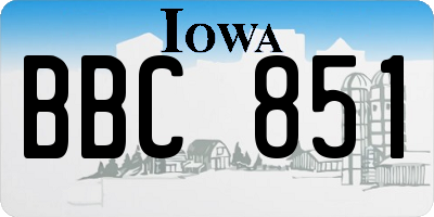 IA license plate BBC851