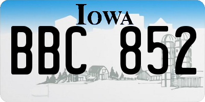 IA license plate BBC852