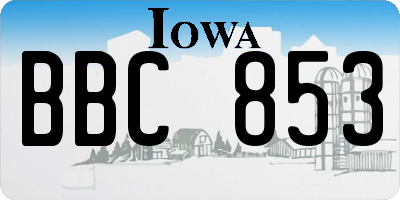 IA license plate BBC853