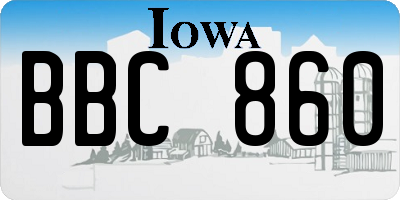 IA license plate BBC860