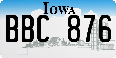 IA license plate BBC876
