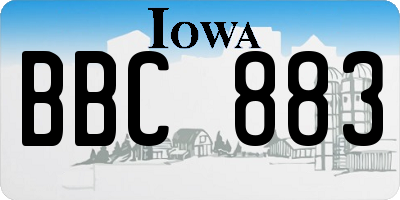IA license plate BBC883