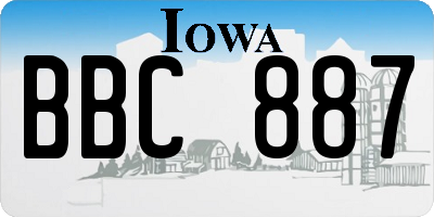 IA license plate BBC887