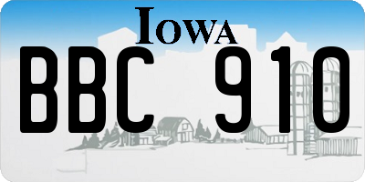 IA license plate BBC910