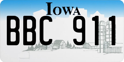 IA license plate BBC911