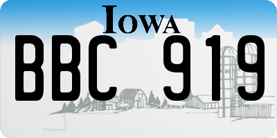 IA license plate BBC919