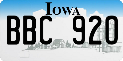 IA license plate BBC920