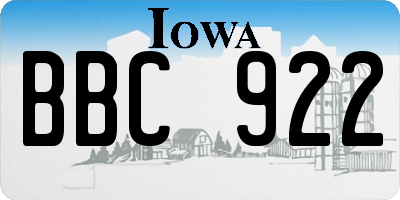 IA license plate BBC922