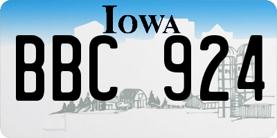 IA license plate BBC924