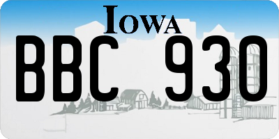 IA license plate BBC930