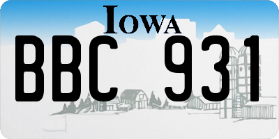 IA license plate BBC931