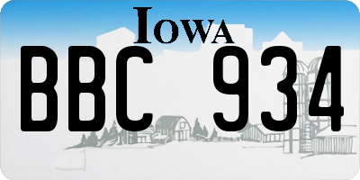 IA license plate BBC934