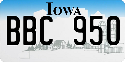 IA license plate BBC950