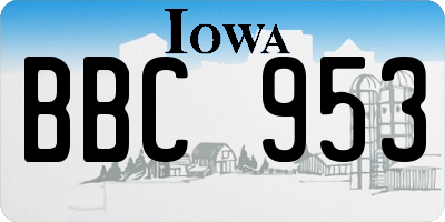 IA license plate BBC953
