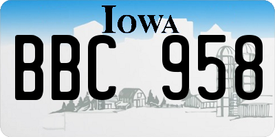 IA license plate BBC958