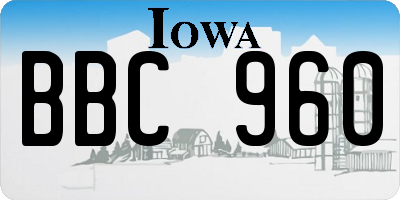 IA license plate BBC960