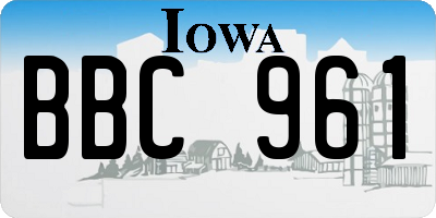 IA license plate BBC961
