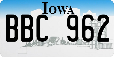 IA license plate BBC962
