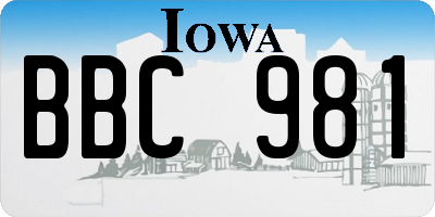 IA license plate BBC981