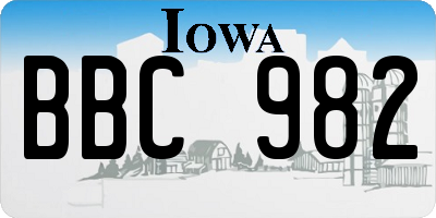 IA license plate BBC982