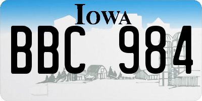 IA license plate BBC984