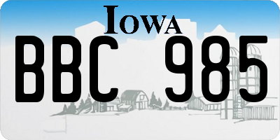 IA license plate BBC985