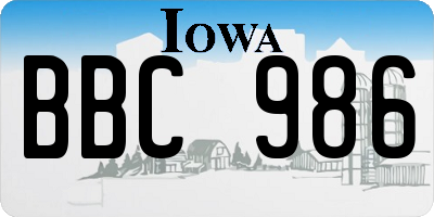 IA license plate BBC986
