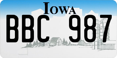 IA license plate BBC987