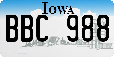 IA license plate BBC988