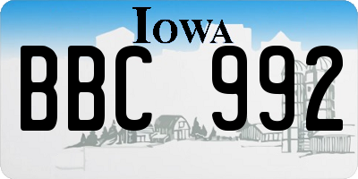 IA license plate BBC992