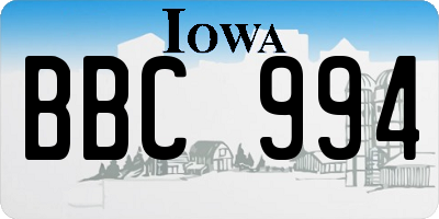 IA license plate BBC994