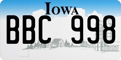 IA license plate BBC998