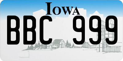 IA license plate BBC999