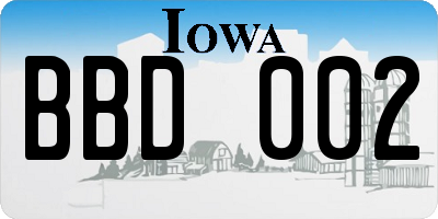 IA license plate BBD002