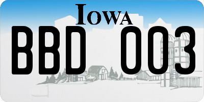 IA license plate BBD003