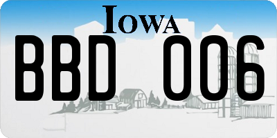 IA license plate BBD006