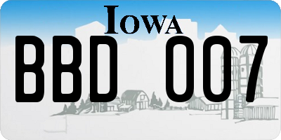 IA license plate BBD007
