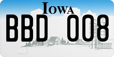 IA license plate BBD008