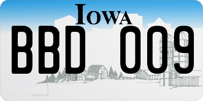 IA license plate BBD009